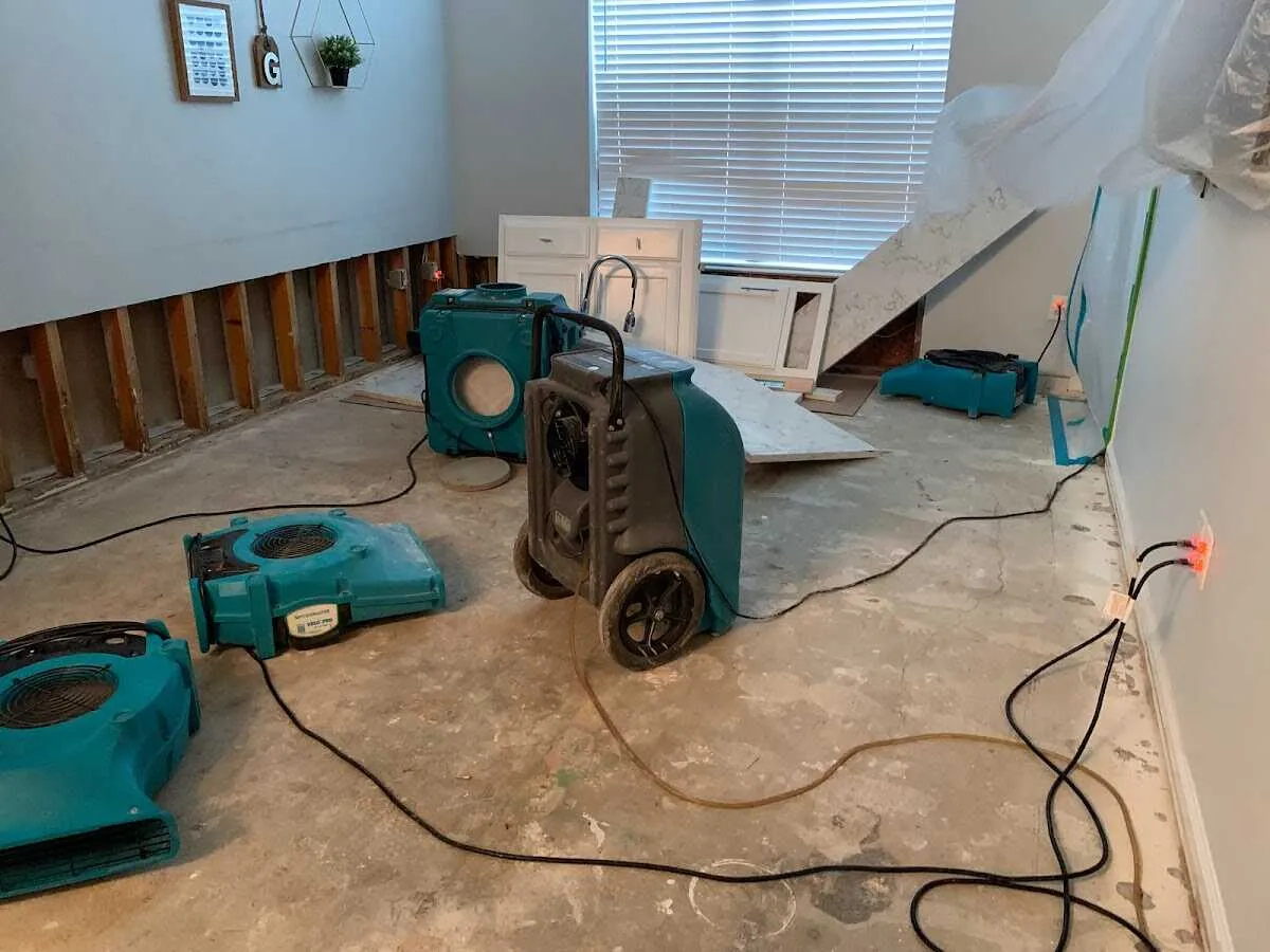 Dehumidifier in flood-cut room for Water Damage Restoration in Beaverton